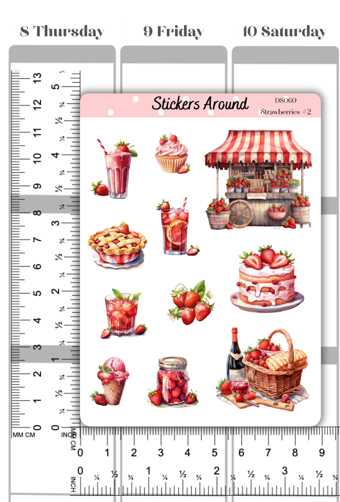 Strawberries Decorative Sticker Sheet #2