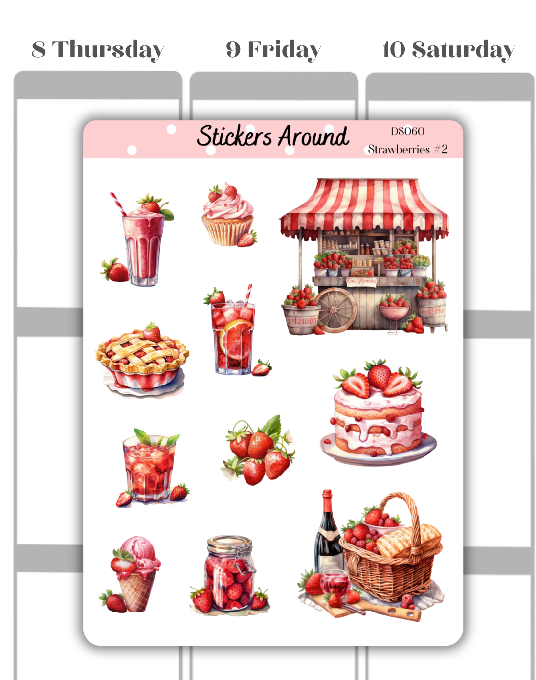 Strawberries Decorative Sticker Sheet