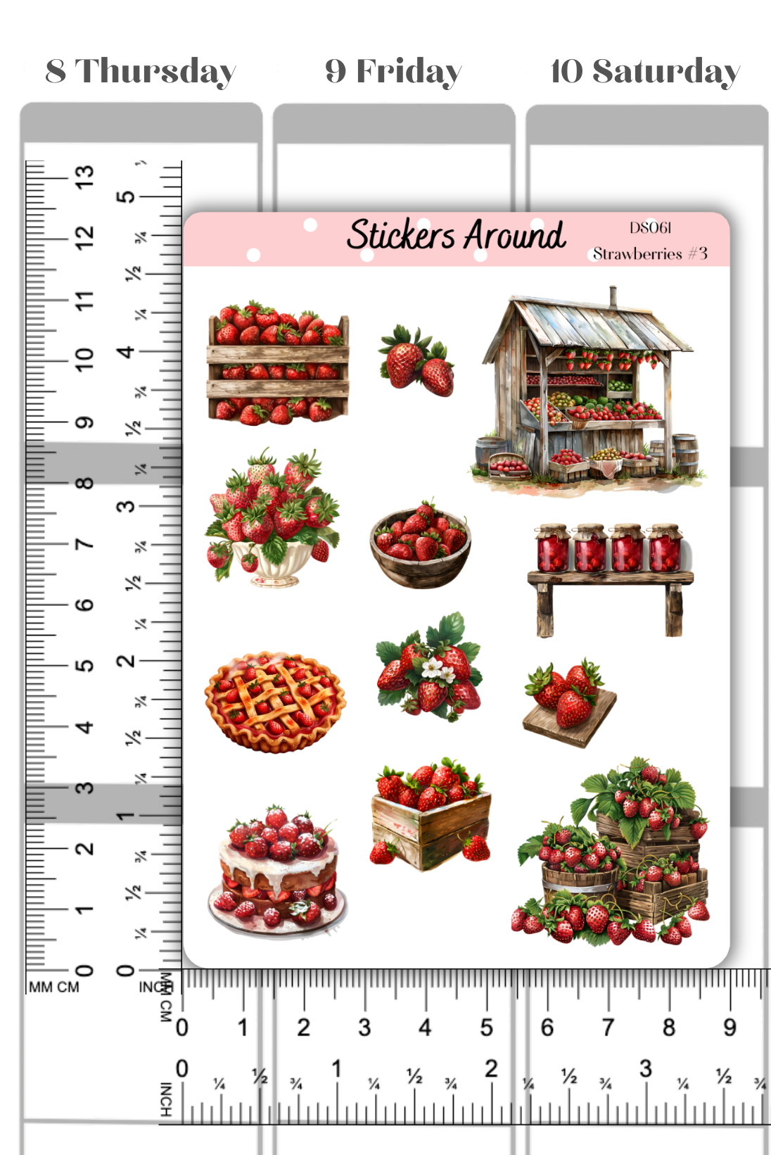 Strawberries Decorative Sticker Sheet #3
