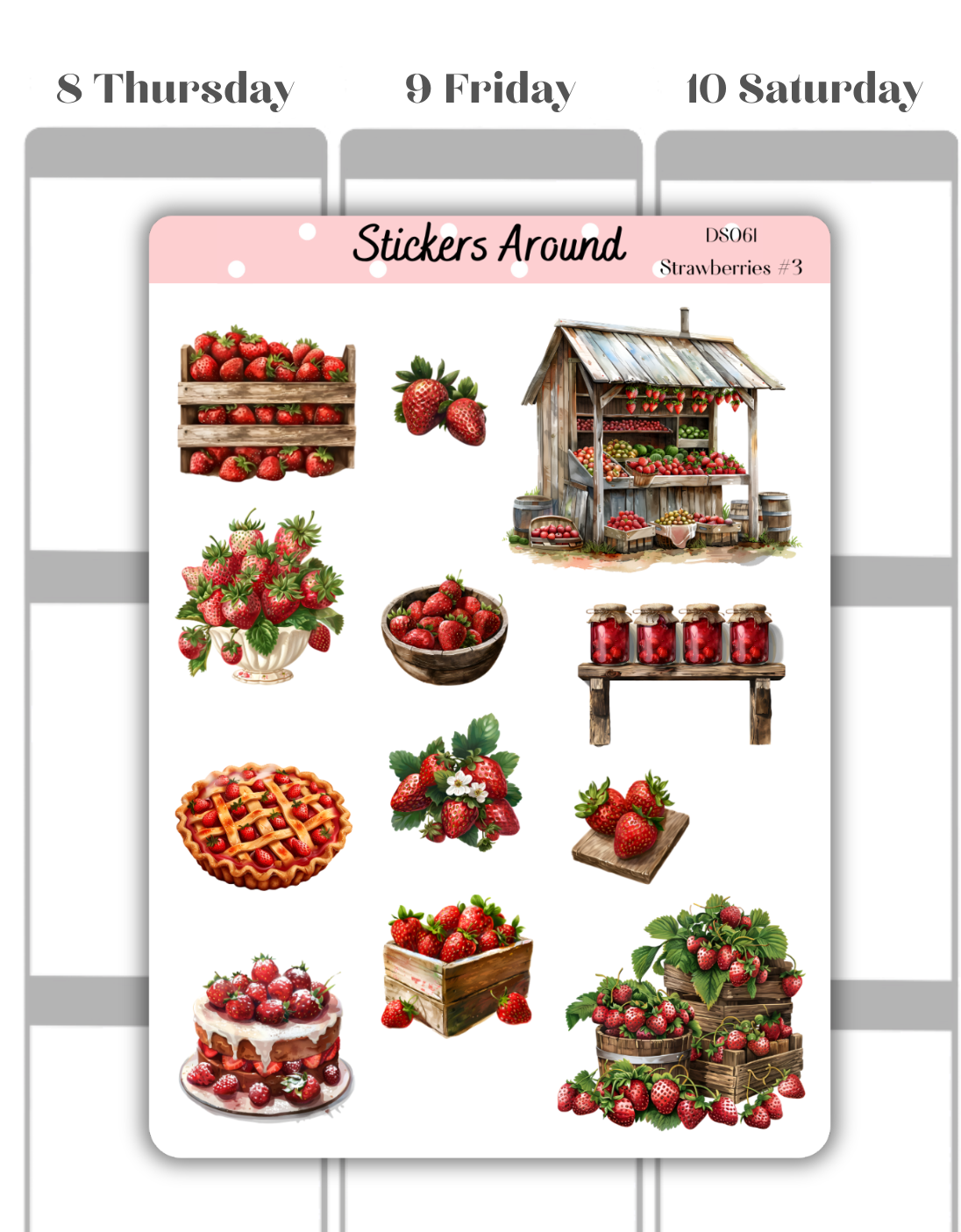 Strawberries Decorative Sticker Sheet
