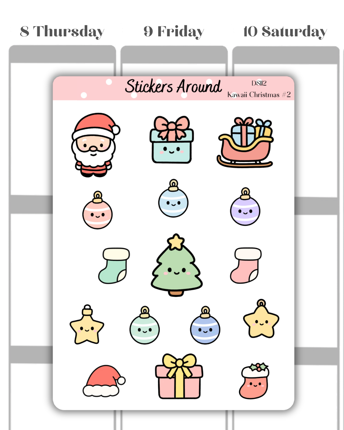 Kawaii Christmas Decorative Stickers #2 – Cute Holiday Planner & Journal Deco