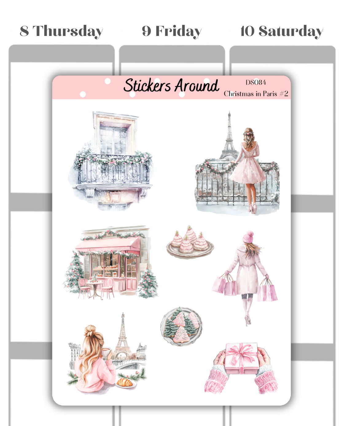 Christmas in Paris Decorative Sticker Sheet
