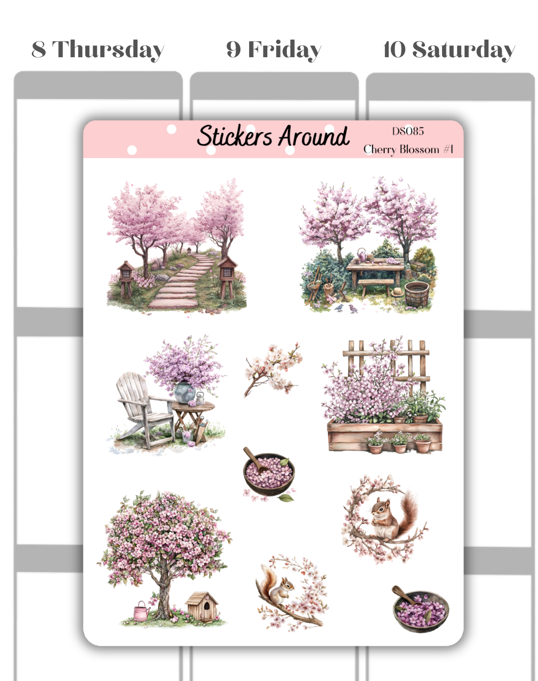 Cherry Blossom (Sakura) Decorative Sticker Sheet