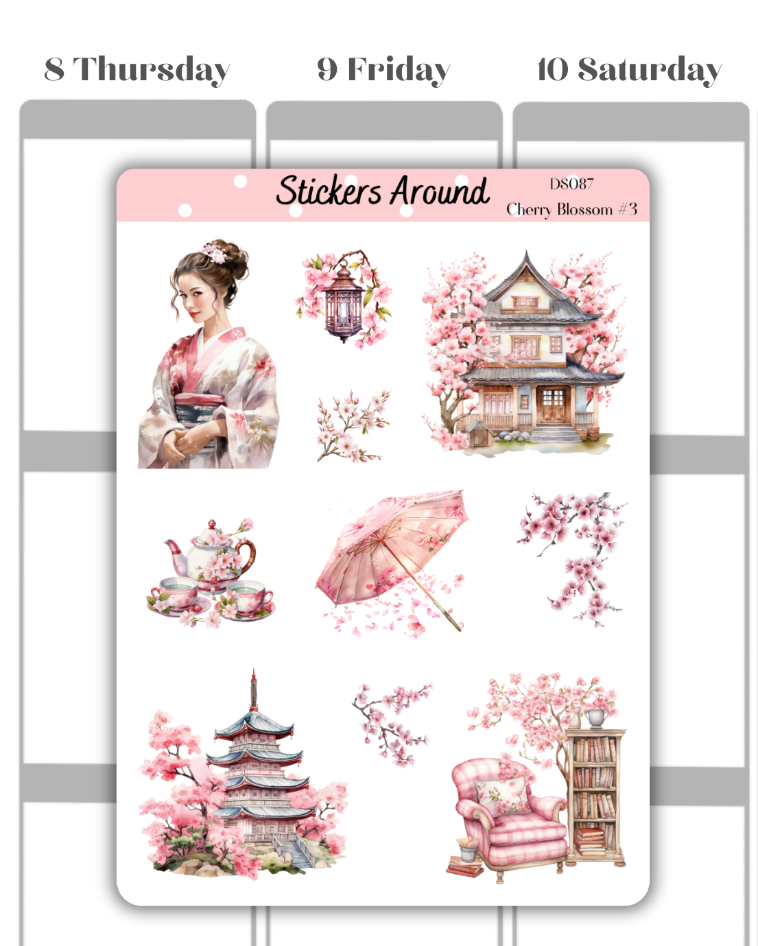 Cherry Blossom (Sakura) Decorative Sticker Sheet