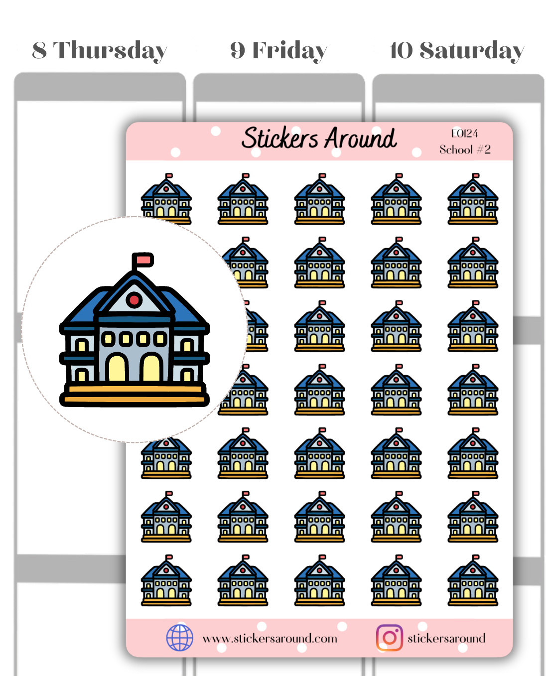 School Building Icon Planner Sticker