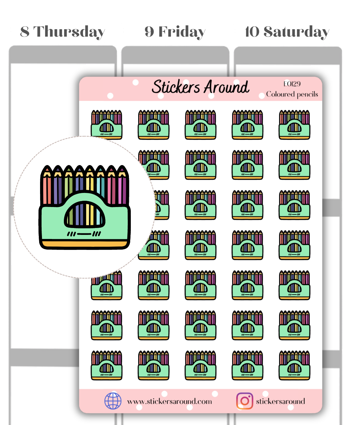 Coloured Pencils Icon Planner Sticker
