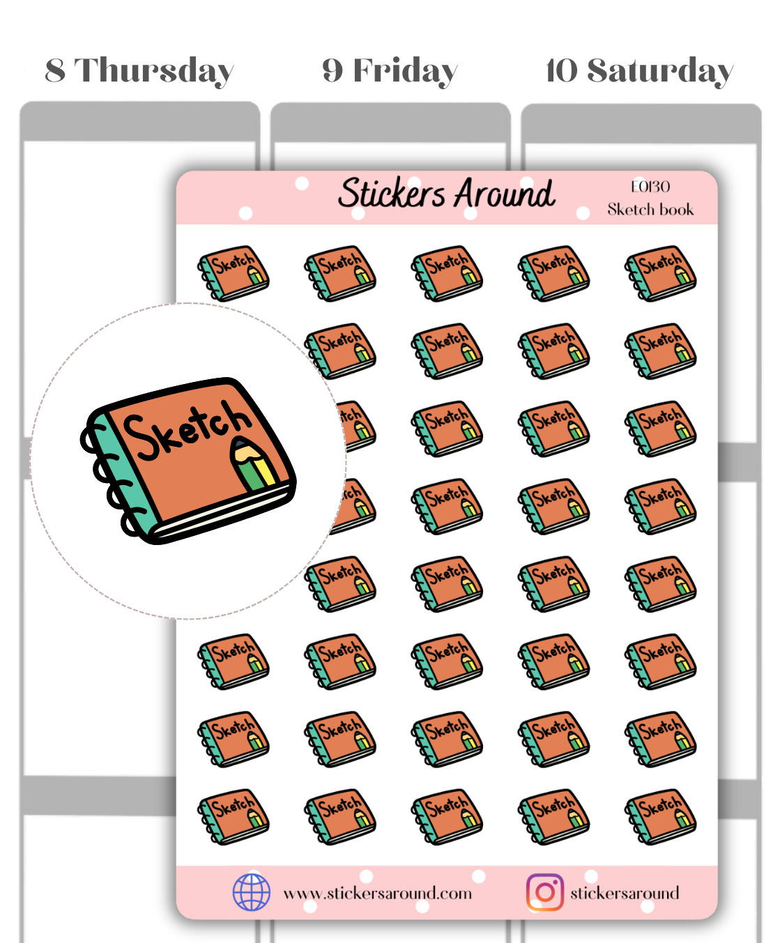 Sketch Book Icon Planner Sticker