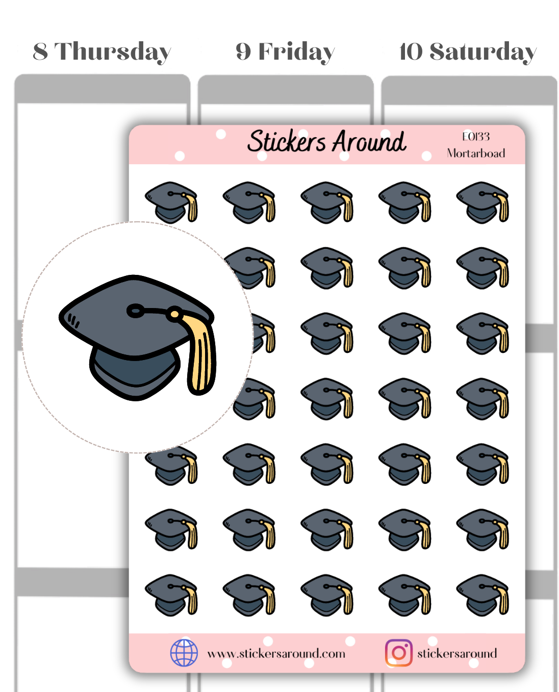 Mortarboard Hat Icon Planner Sticker