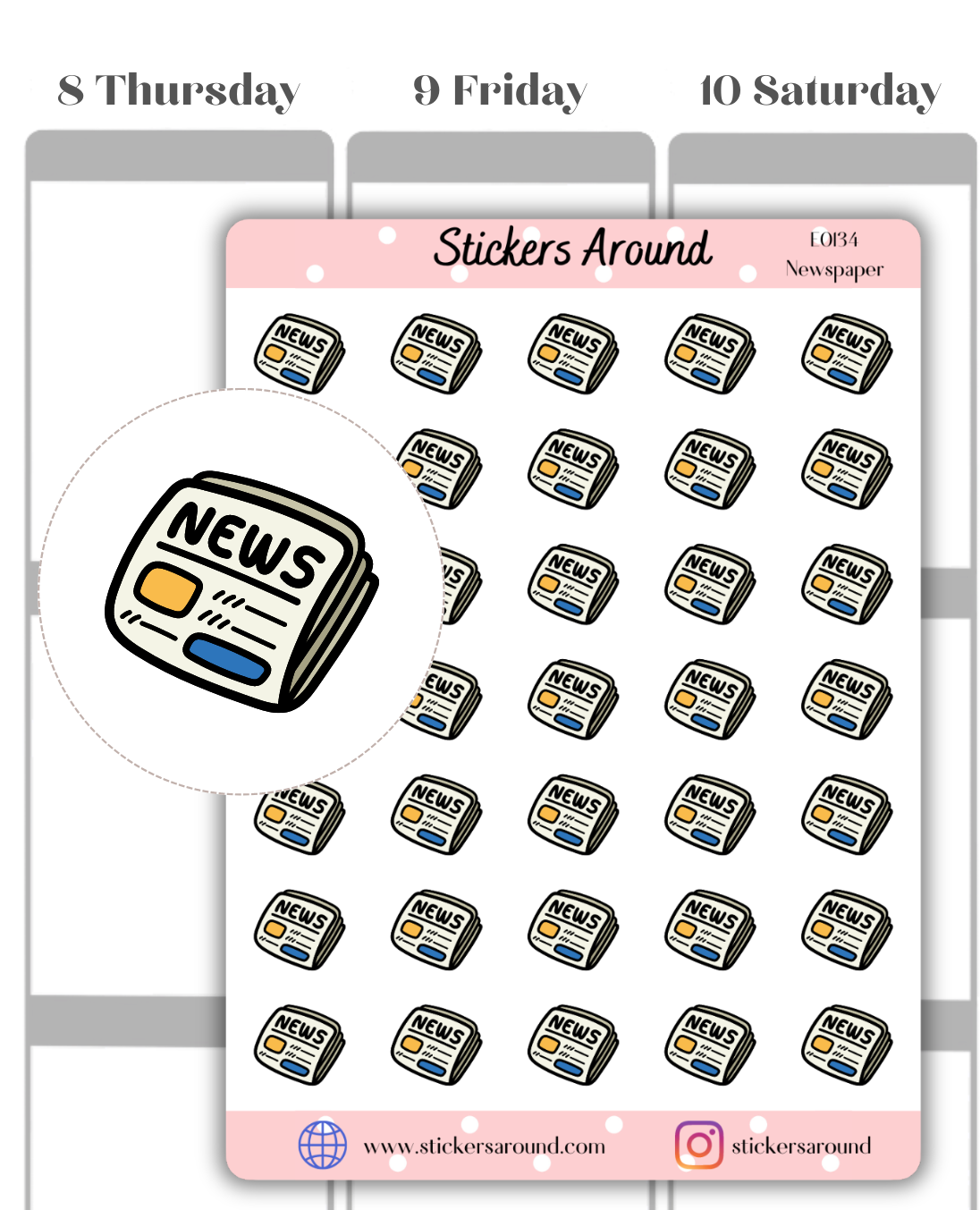 Newspaper Icon Planner Sticker