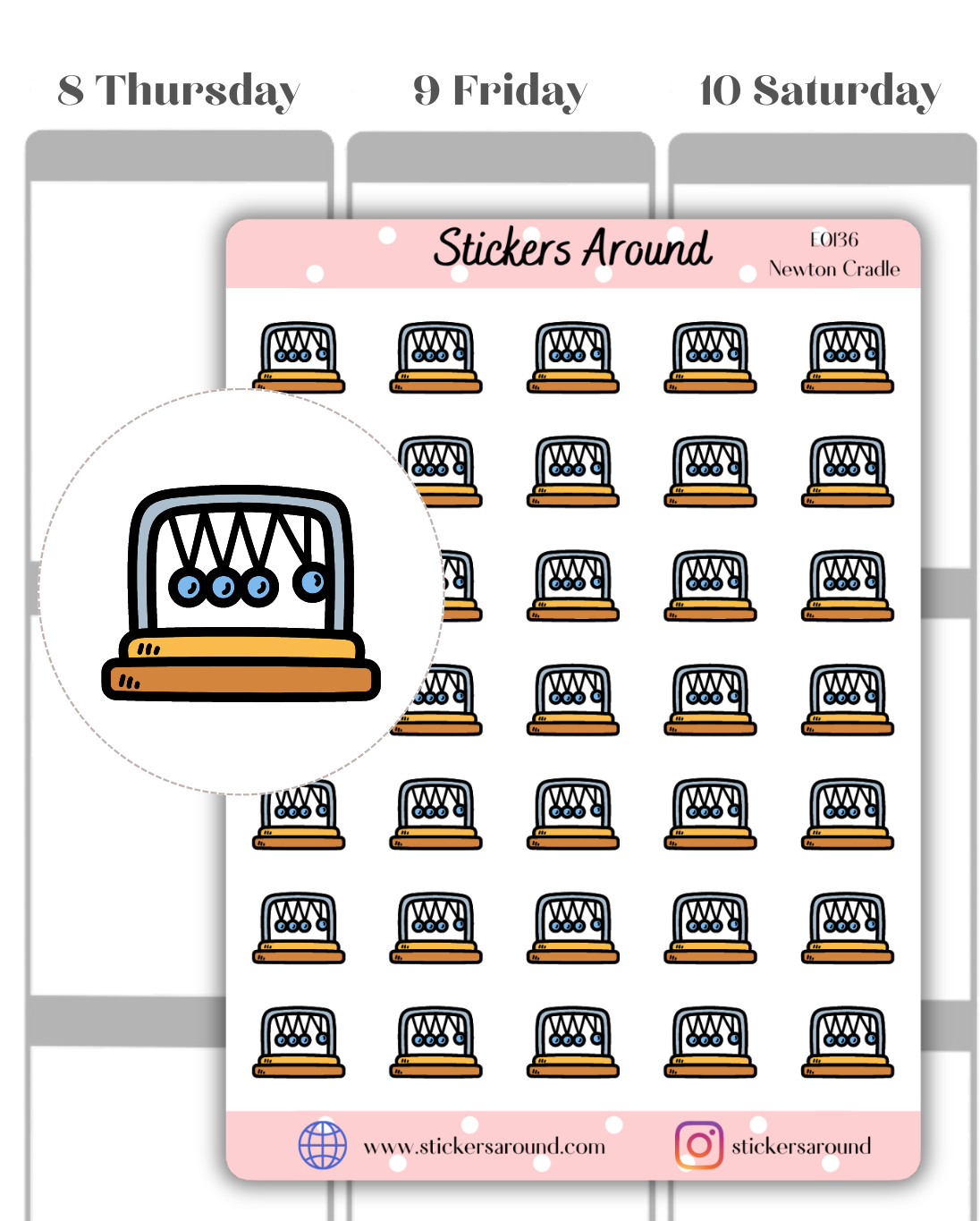 Newton's Cradle Icon Planner Sticker