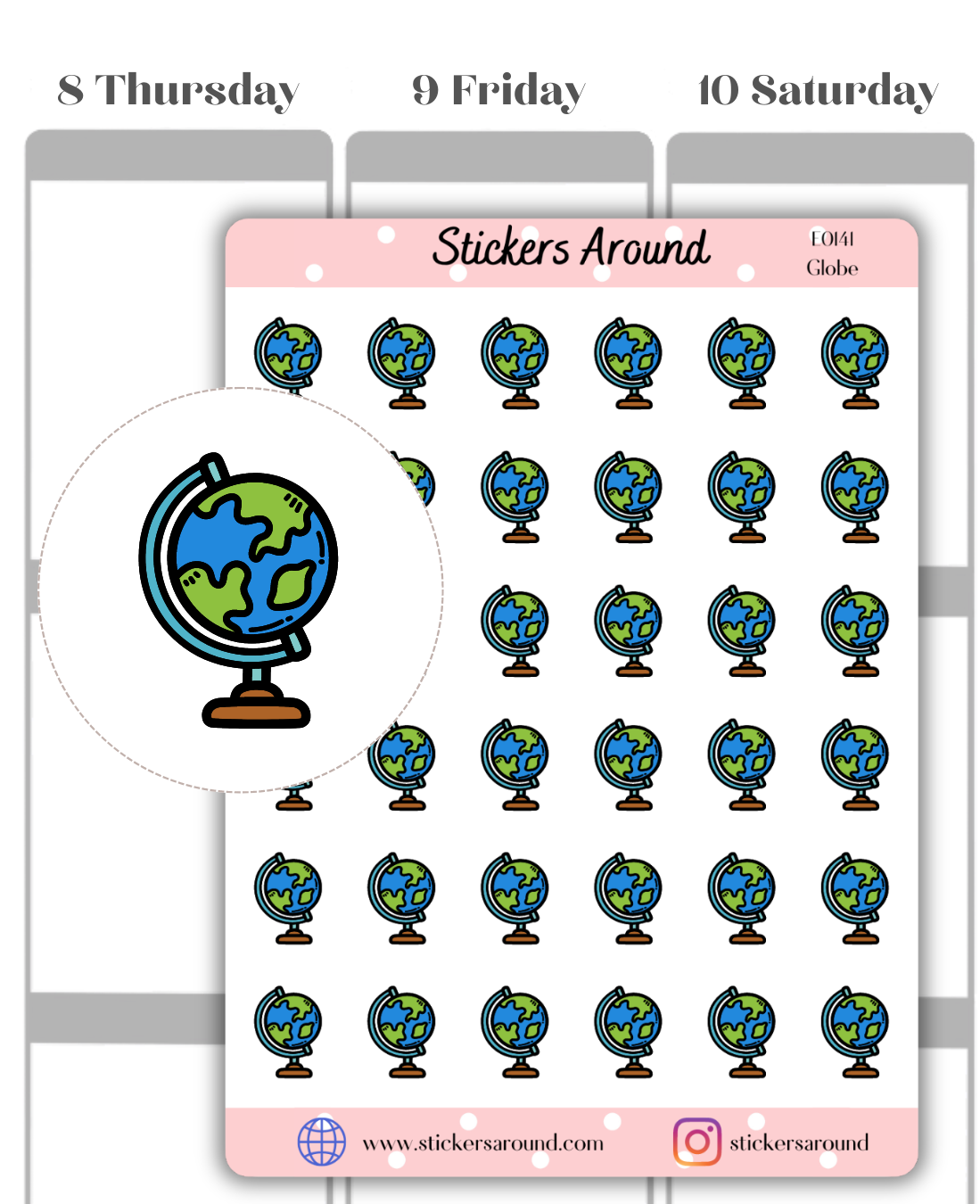 Globe Icon Planner Sticker