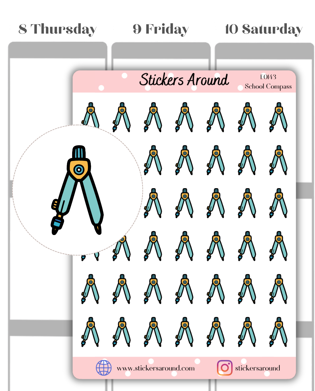 School Compass Icon Planner Sticker