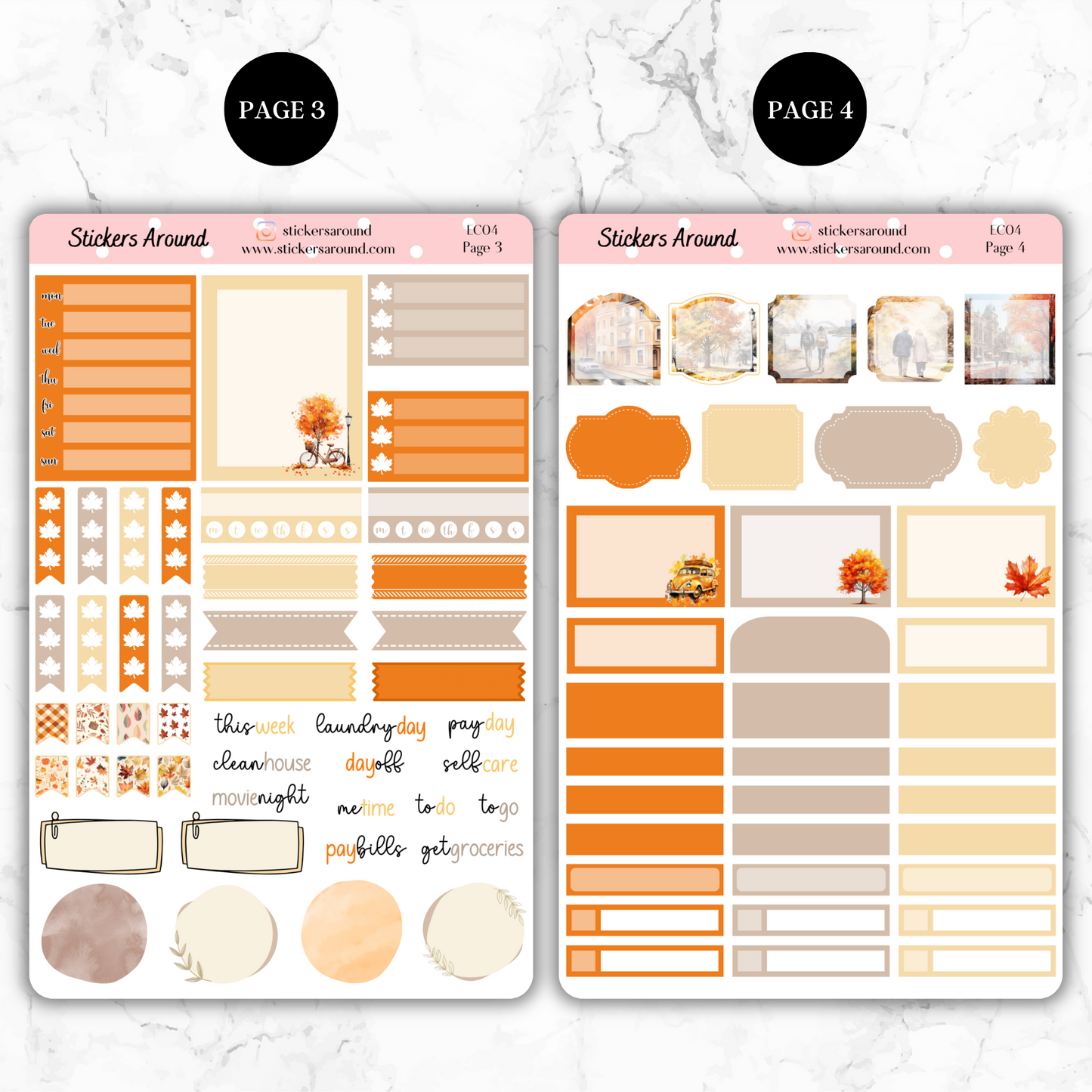 City Autumn/Fall - Vertical Weekly Kit Planner Stickers