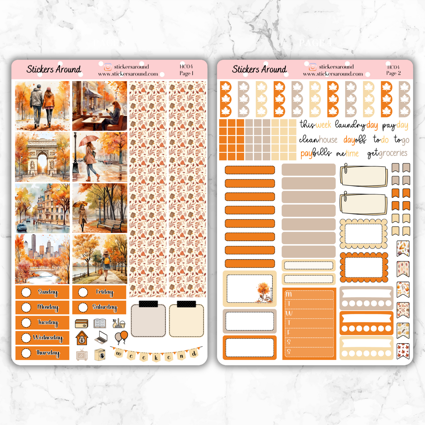 City Autumn/Fall - Hobonichi Cousin Weekly Kit Planner Stickers