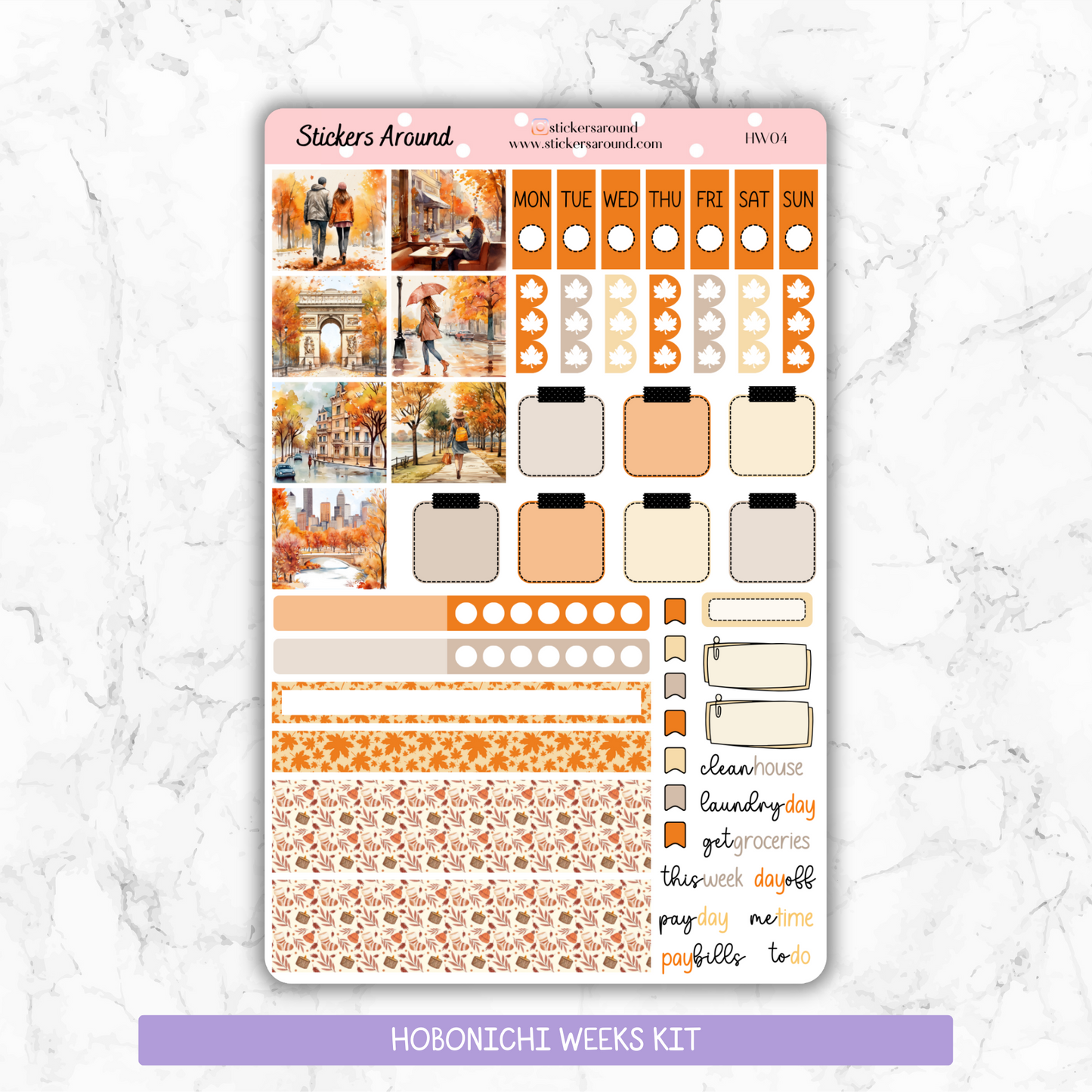 City Autumn/Fall - Hobonichi Weeks Planner Stickers