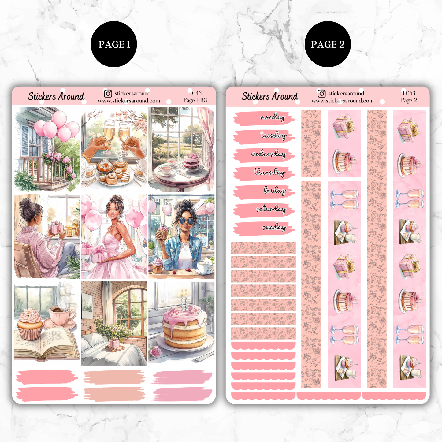 Birthday Party Black Girl Vertical Weekly Sticker Kit