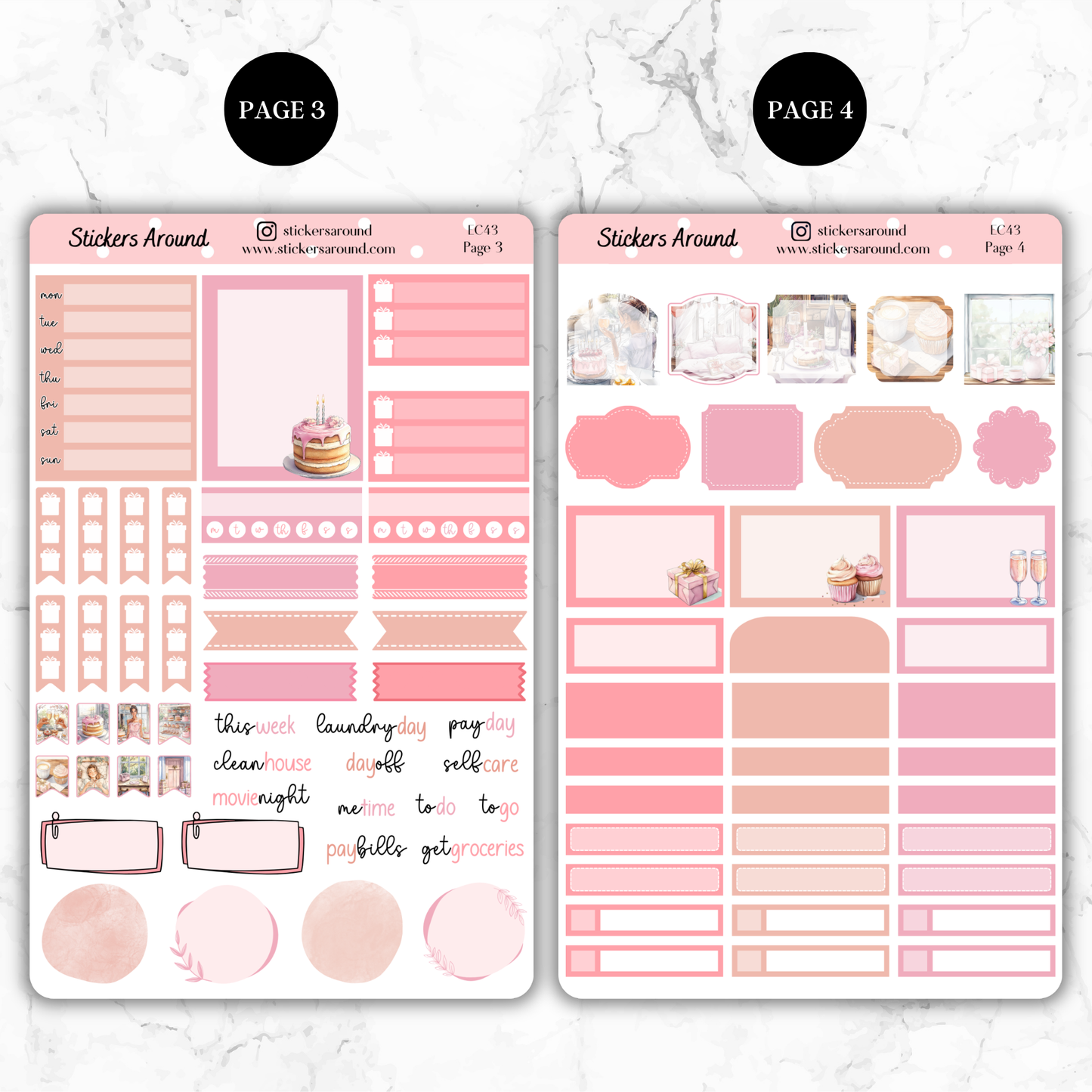 Birthday Party Black Girl Vertical Weekly Sticker Kit