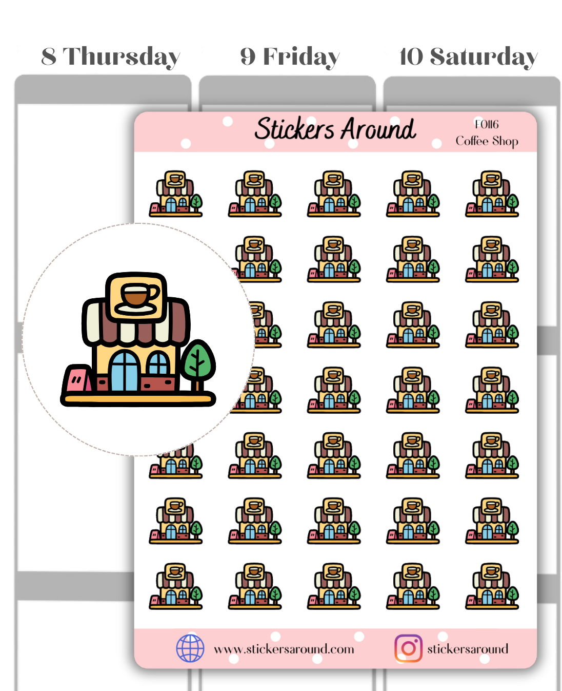 coffee shop planner sticker
