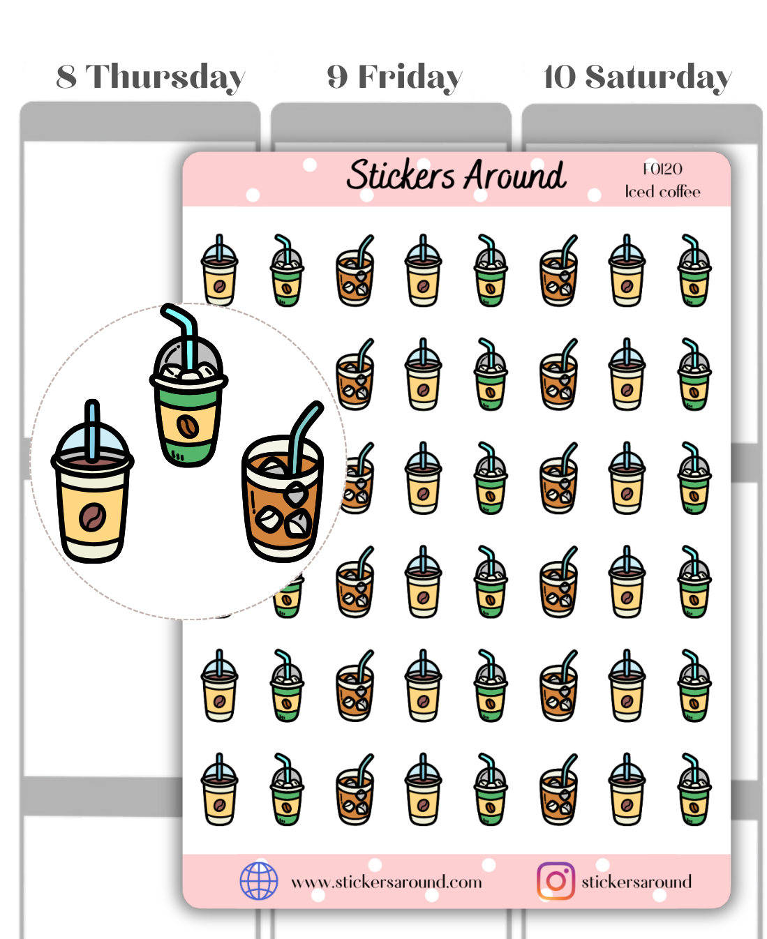 iced coffee planner sticker