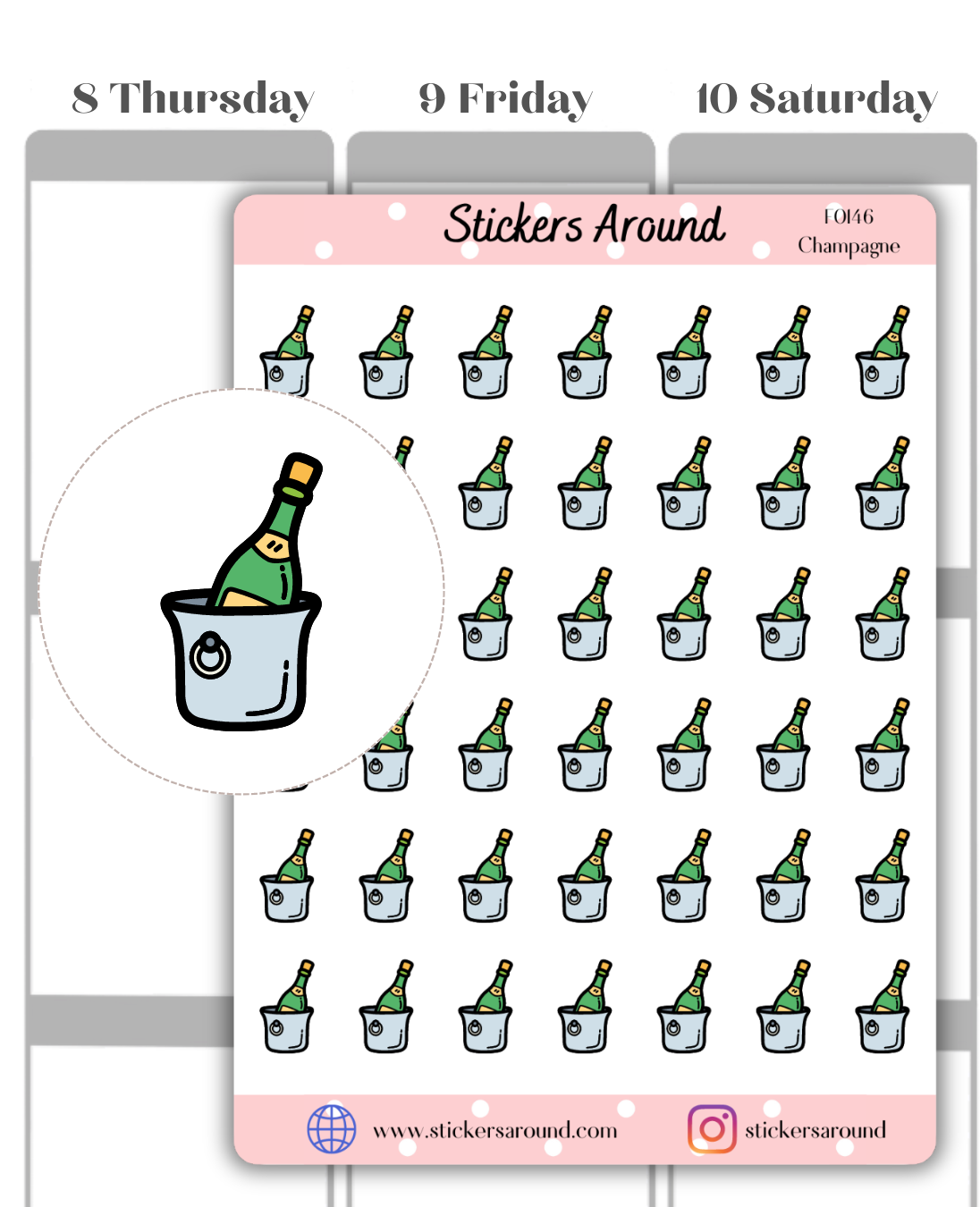 Champagne Icon Planner Stickers