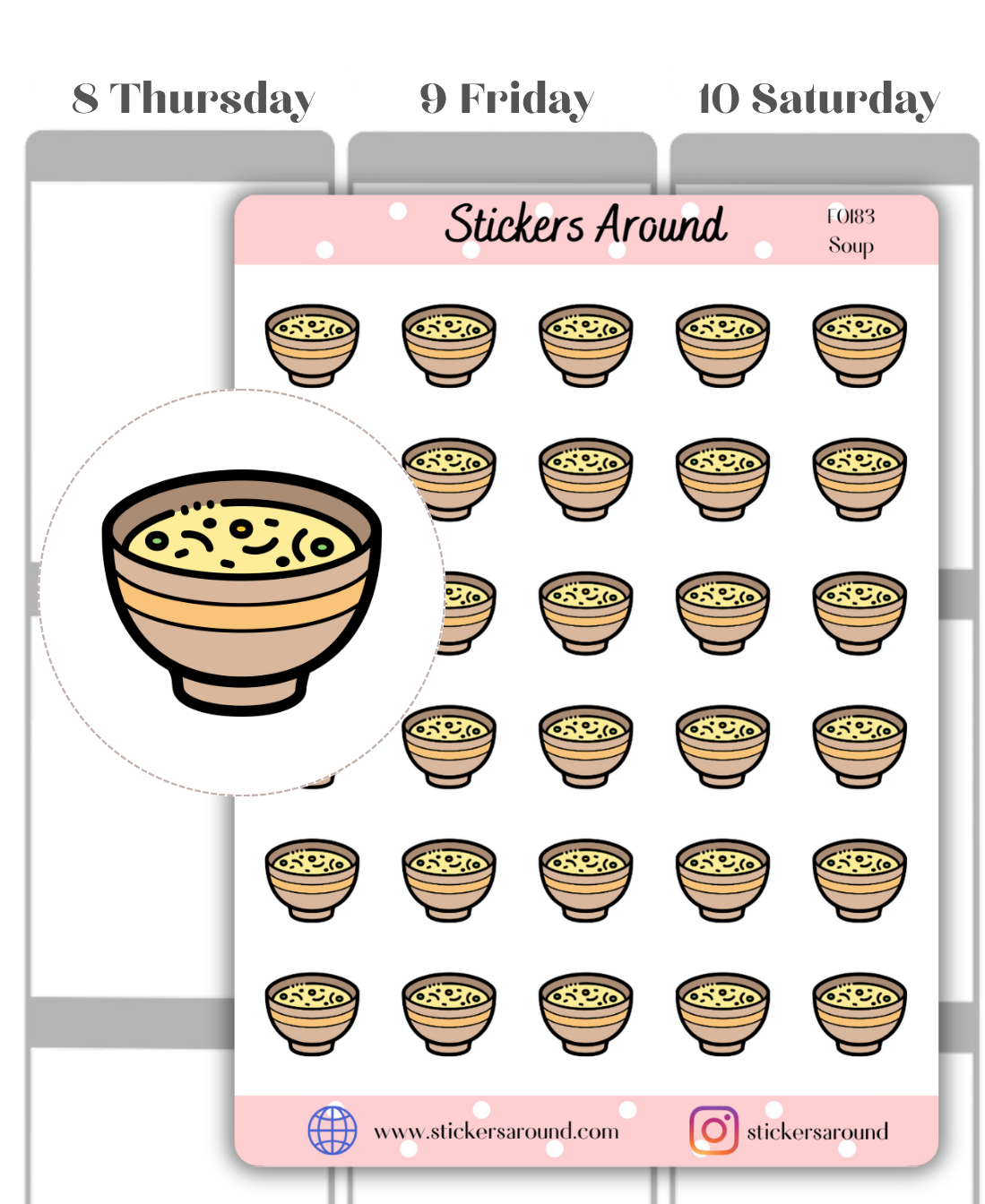 Bowl of Soup Icon Planner Stickers
