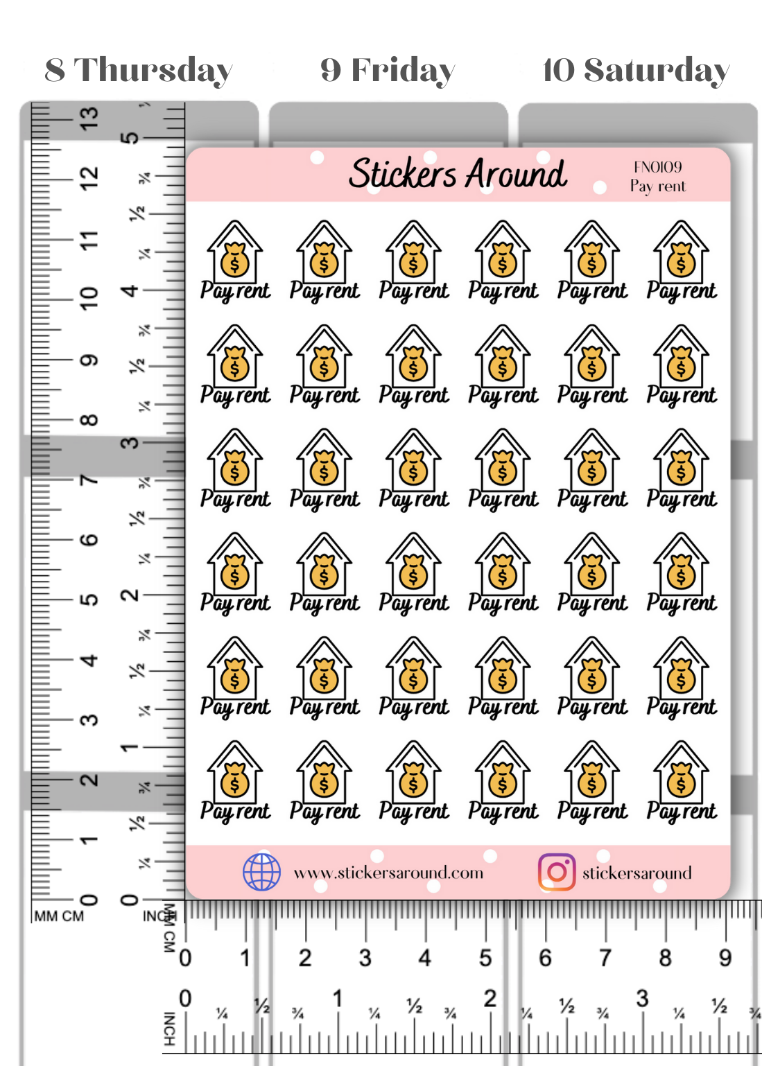 Pay Rent Icon Planner Sticker