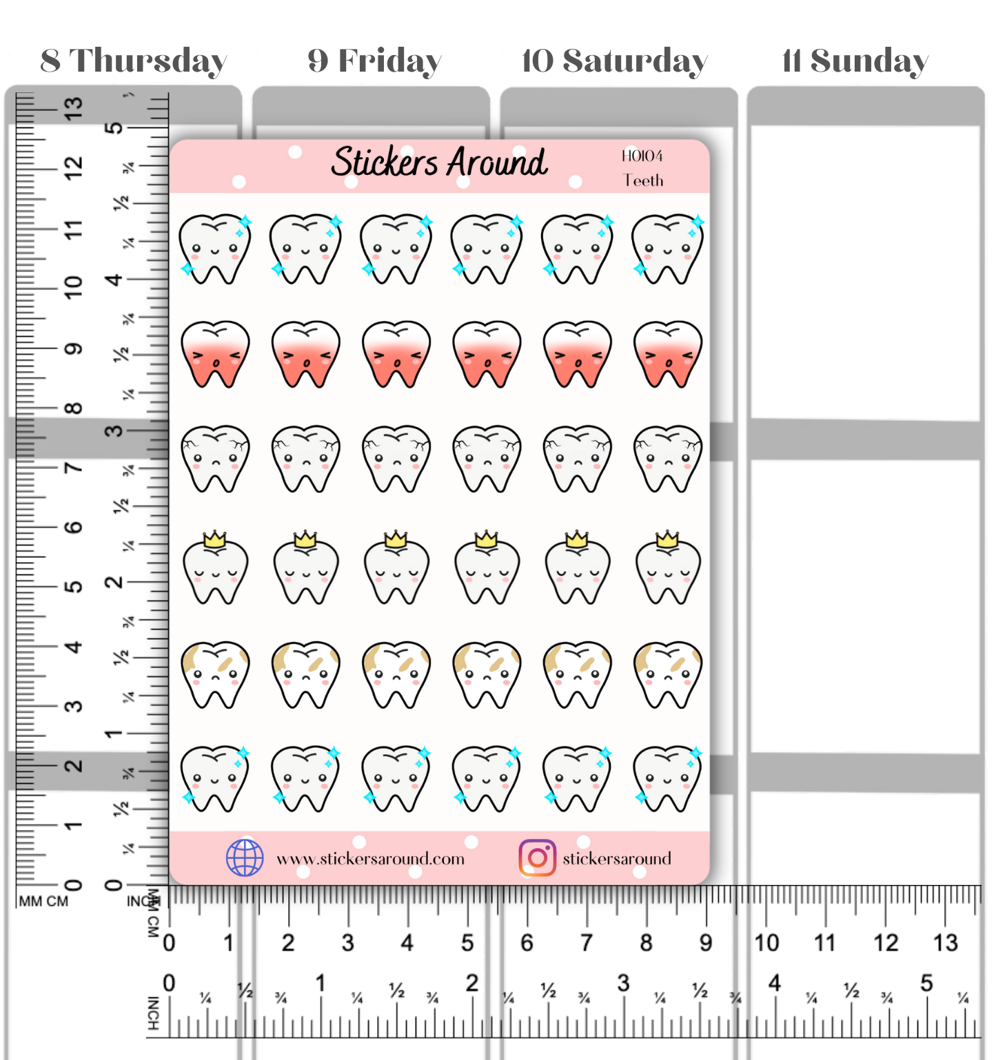 Dentist Tooth Doodle Planner Stickers