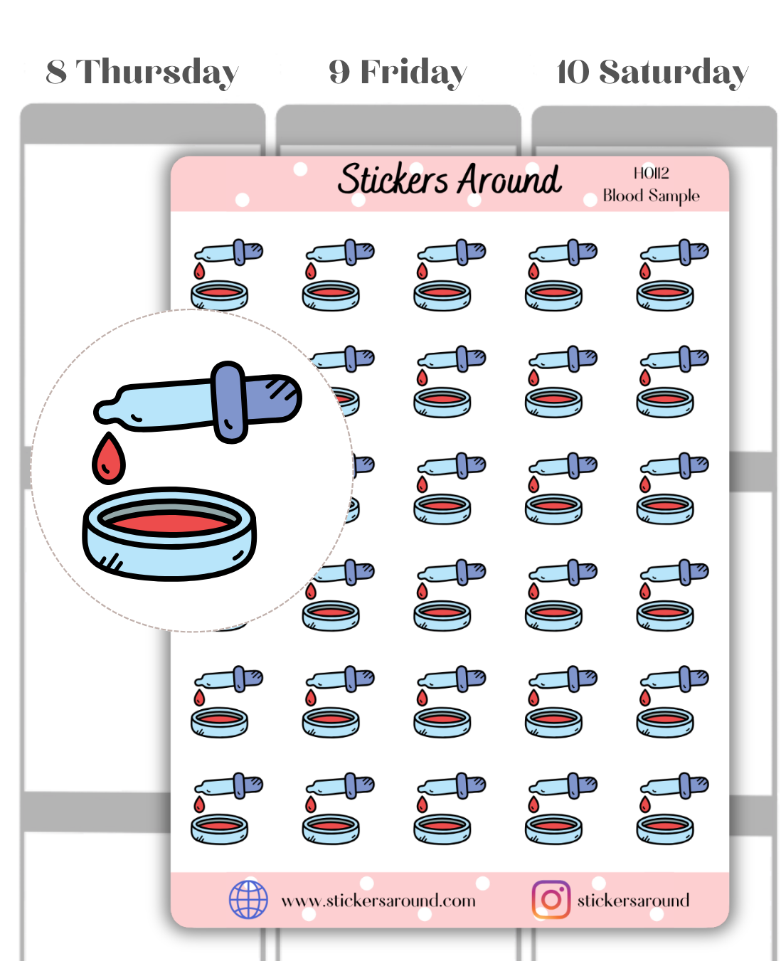Blood Sample Dropper Icon Planner Stickers
