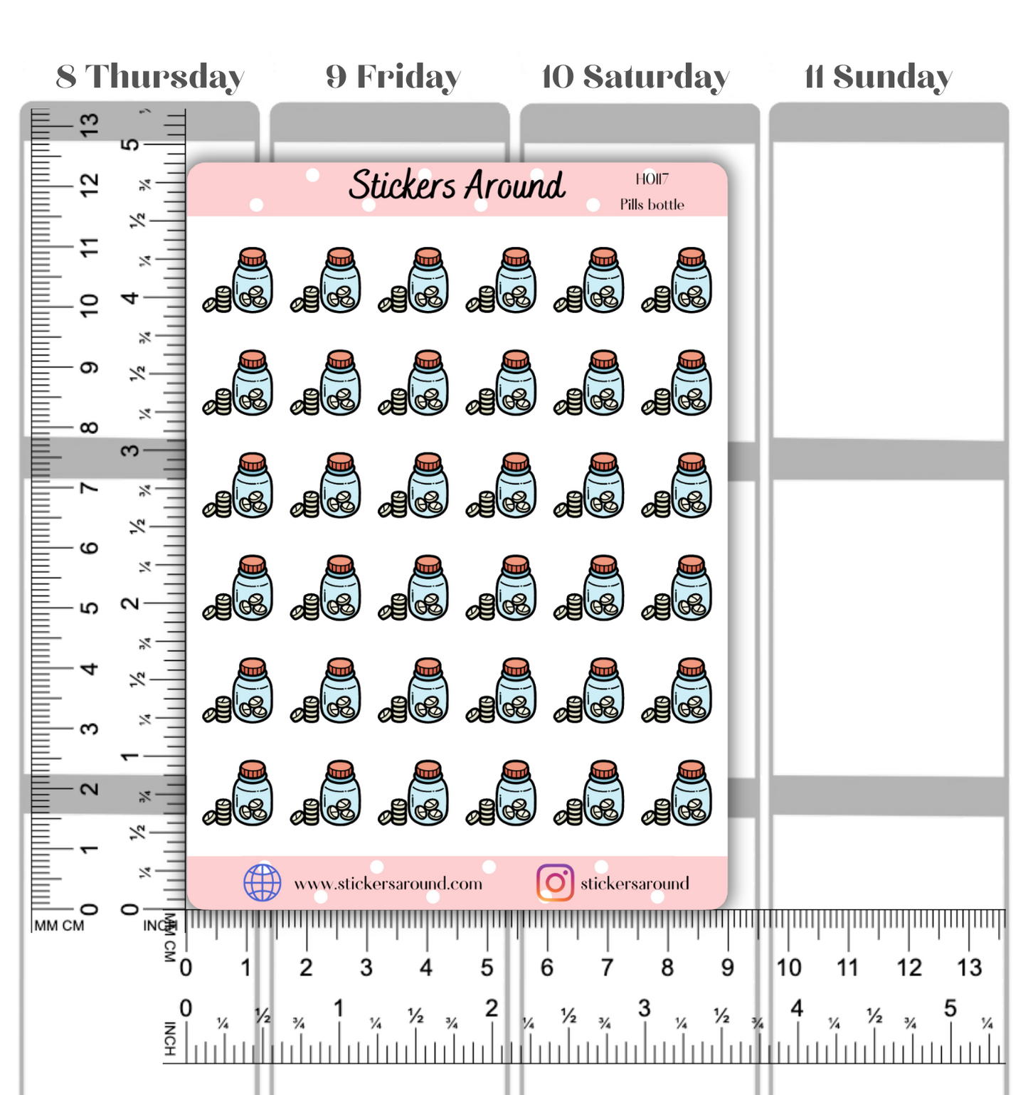 Pills Bottle Icon Planner Stickers
