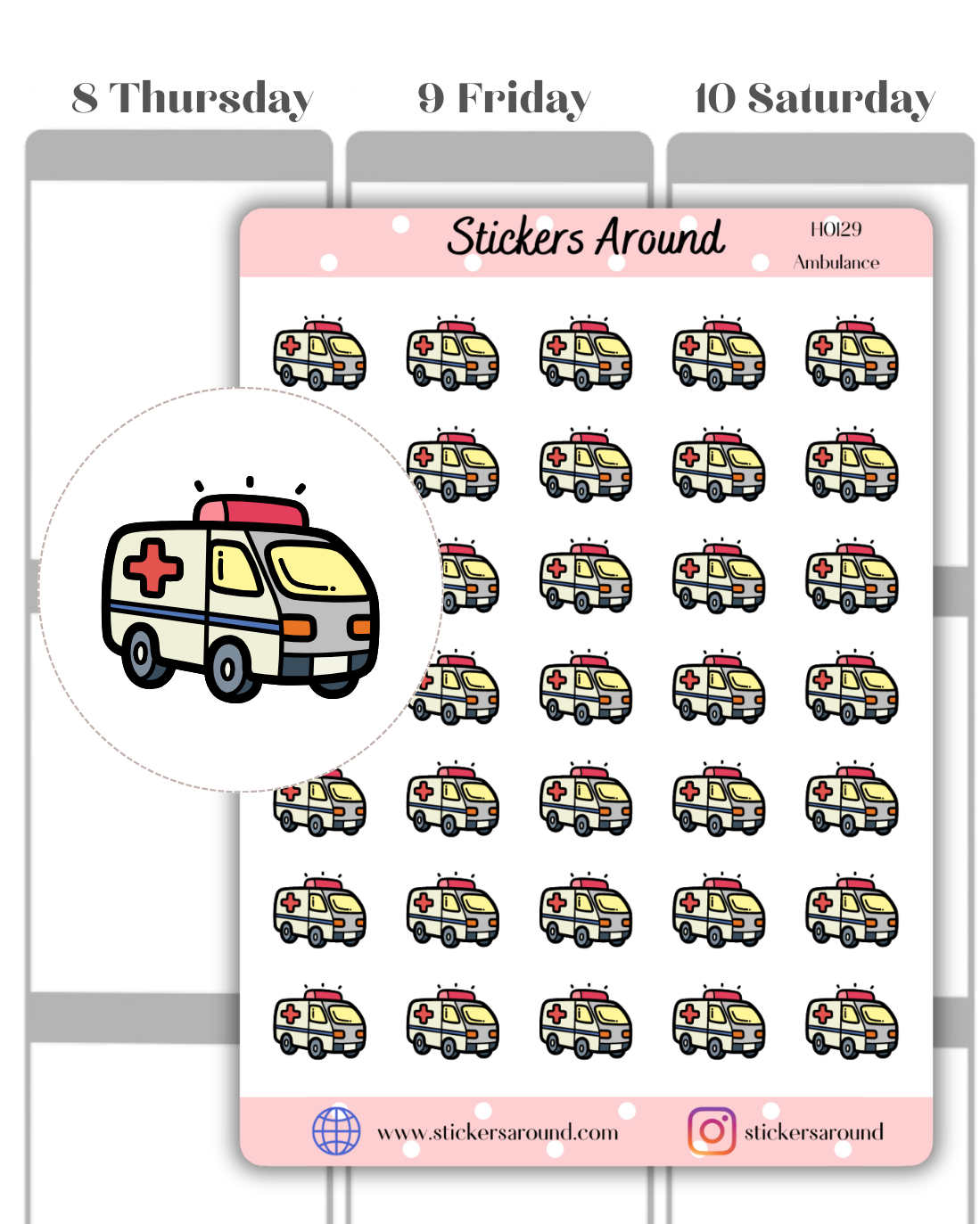 Ambulance Icon Planner Stickers