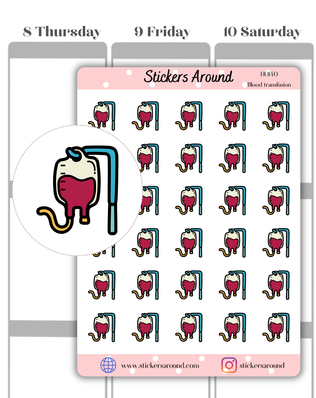 Blood Transfusion Icon Planner Stickers