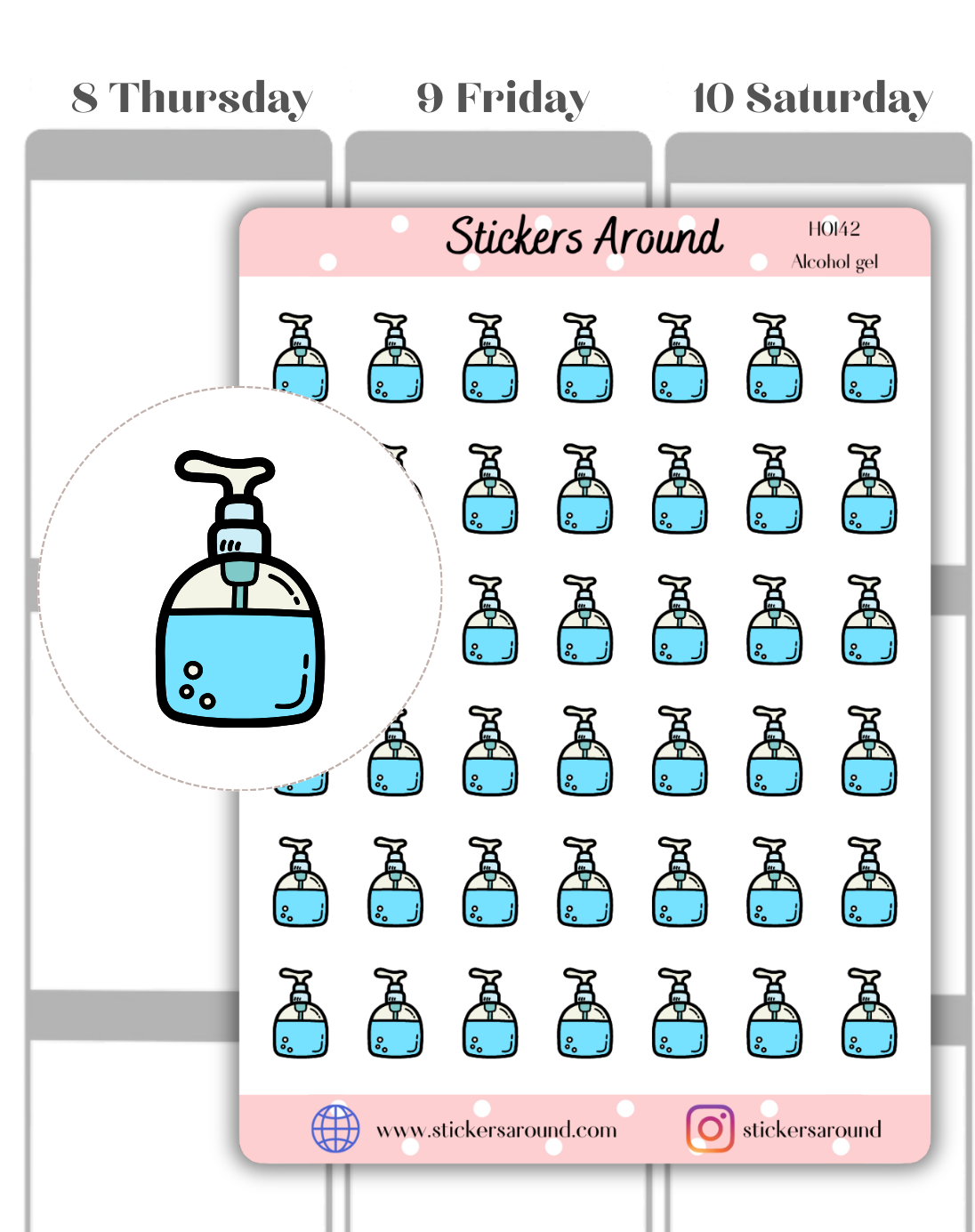 Alcohol Gel Icon Planner Stickers