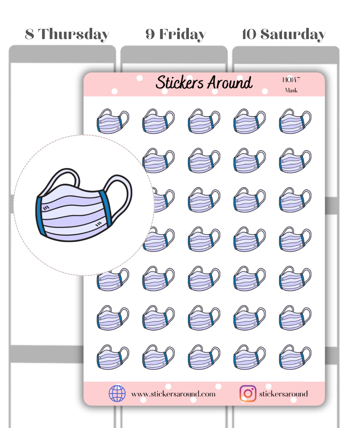 Mask Icon Planner Stickers