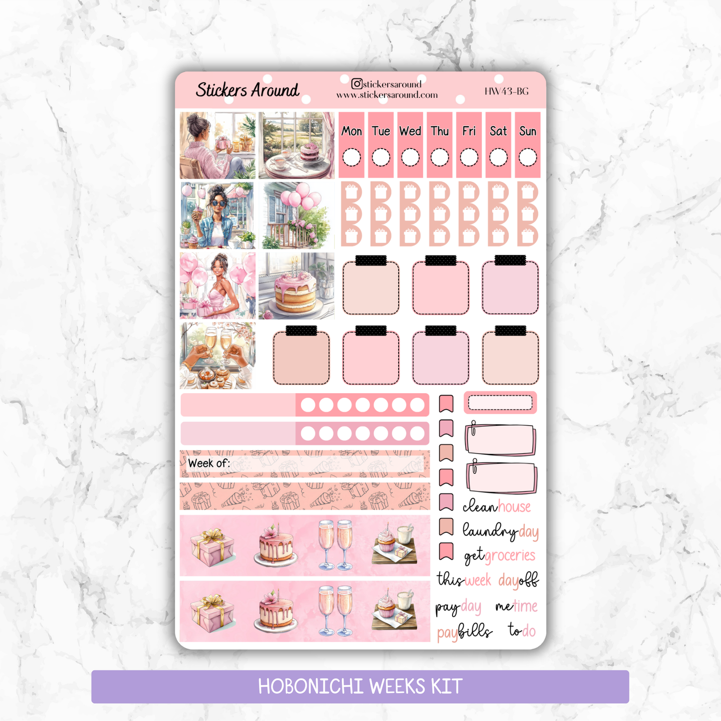 Birthday Party - Hobonichi Weeks Planner Stickers (Black Girl Edition)