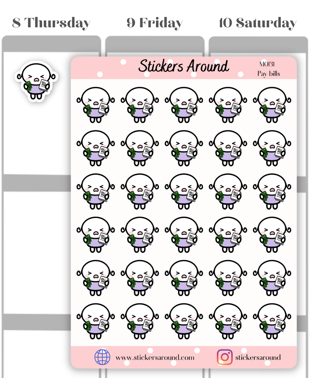 Bill Due Planner Sticker