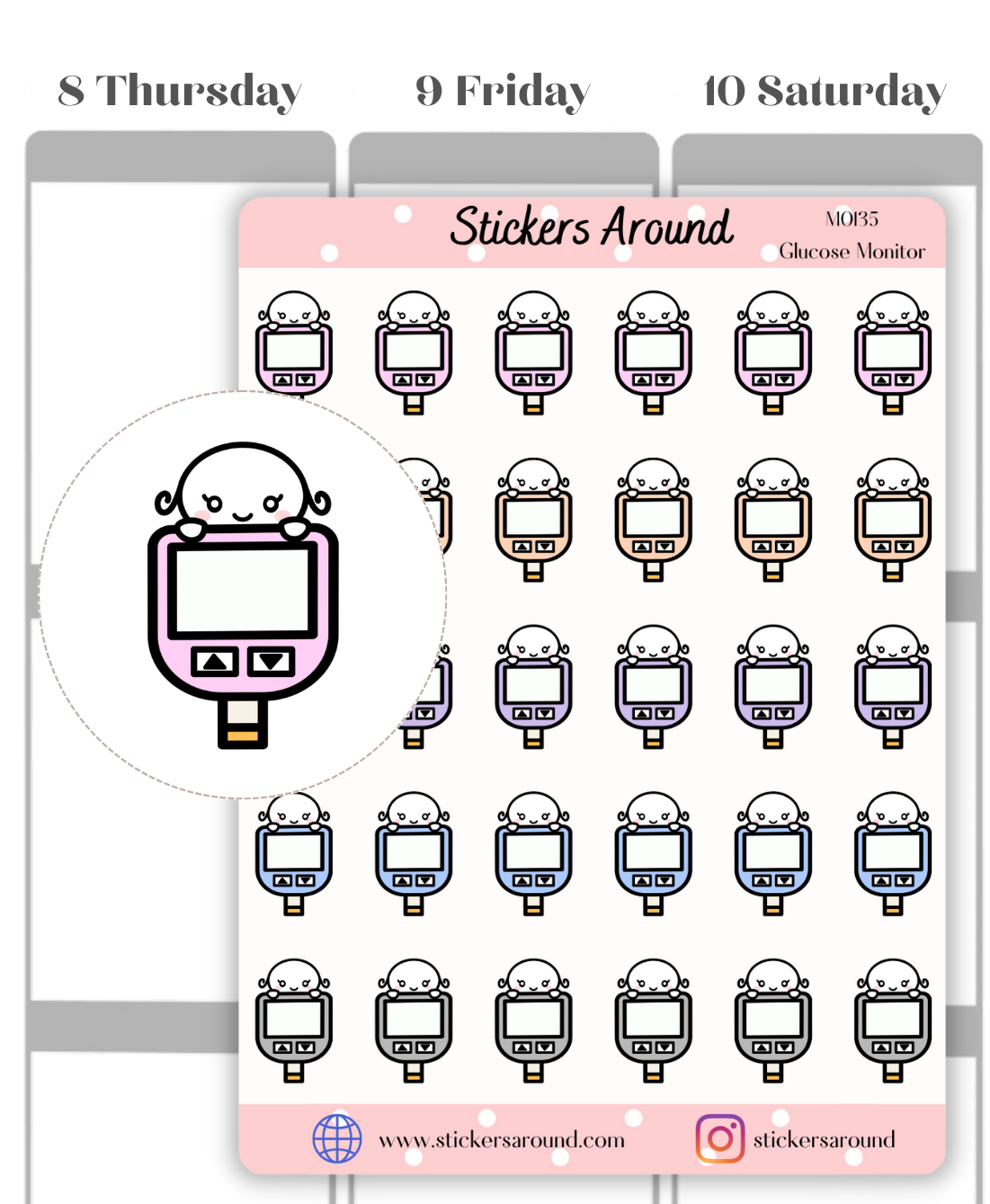 Glucose Monitor Planner Sticker