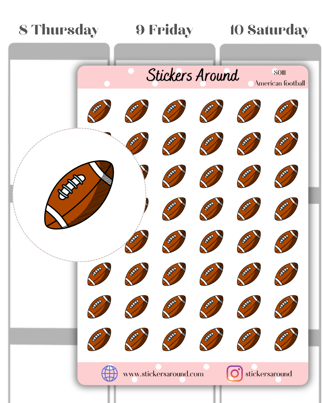american football planner sticker