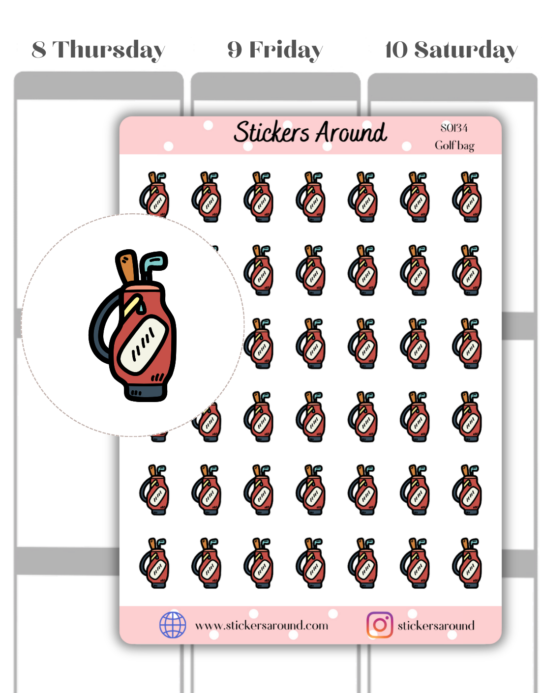golf bag planner sticker