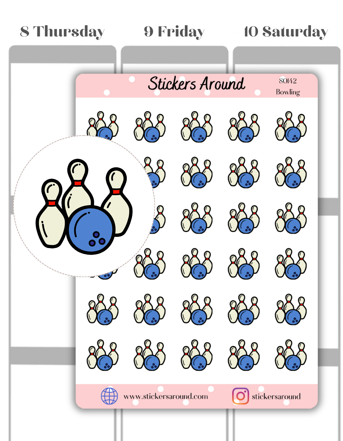 Bowling Icon Planner Sticker