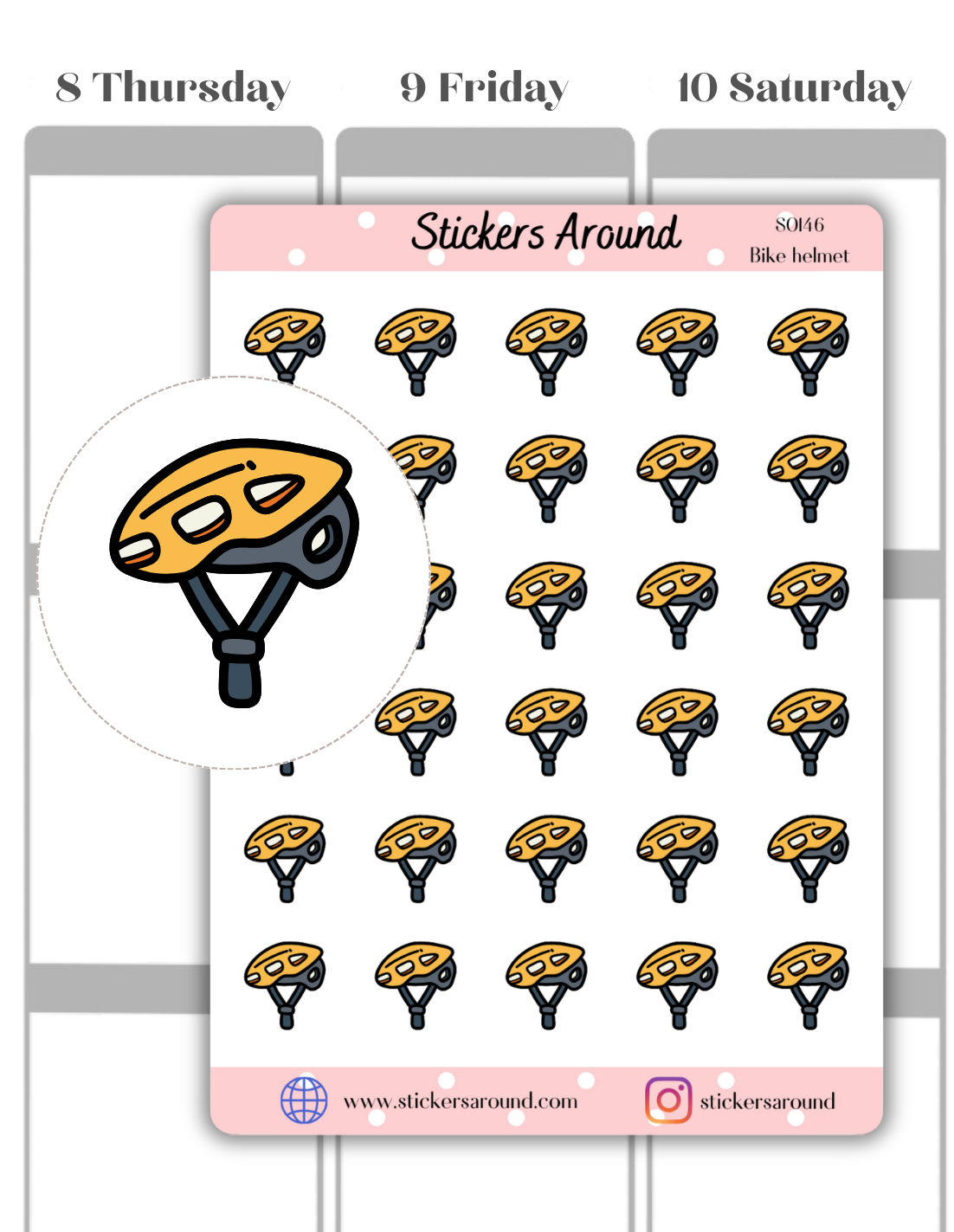 Bike Helmet Icon Planner Sticker