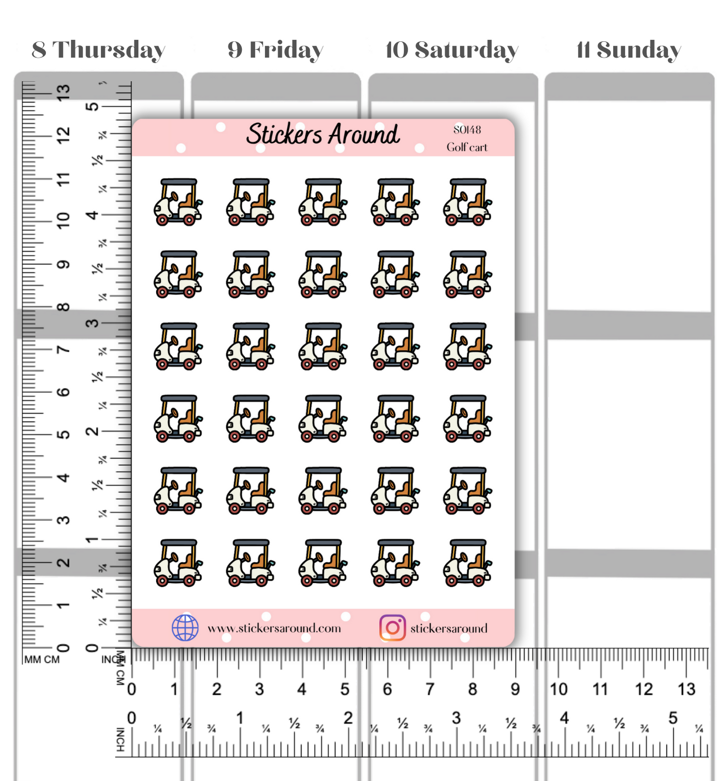 Golf Cart Icon Planner Sticker