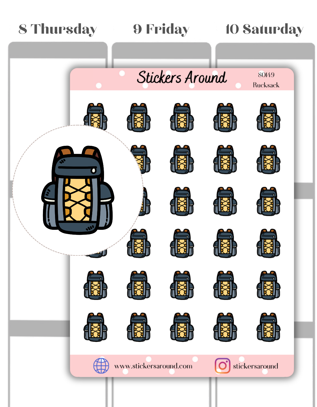 Rucksack Icon Planner Sticker
