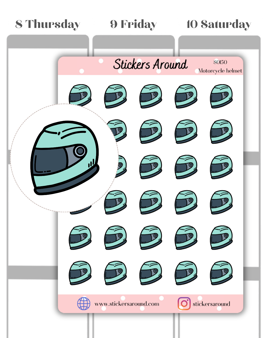Motorcycle Helmet Icon Planner Sticker