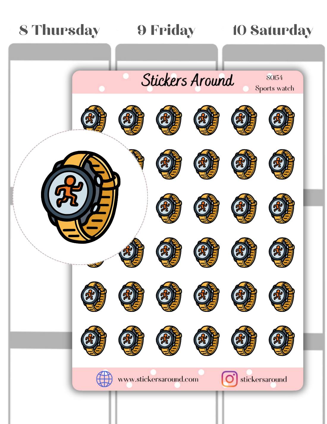 Sports Watch Icon Planner Sticker
