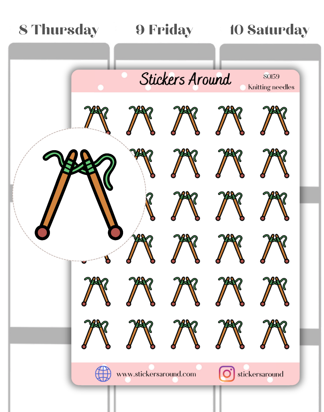 Knitting Needles Icon Planner Sticker