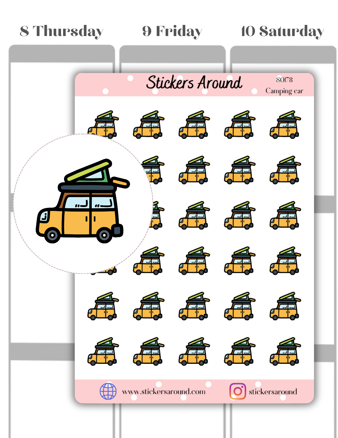 Camping Car Icon Planner Sticker