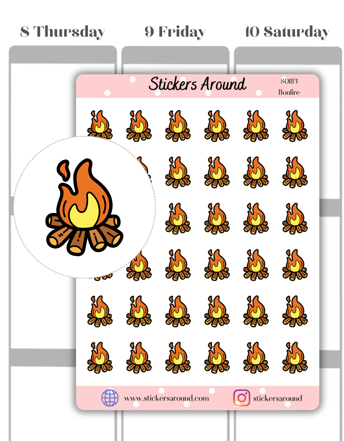 Bonfire Icon Planner Sticker