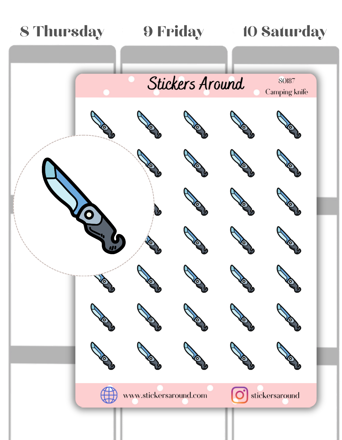 Camping Knife Icon Planner Sticker