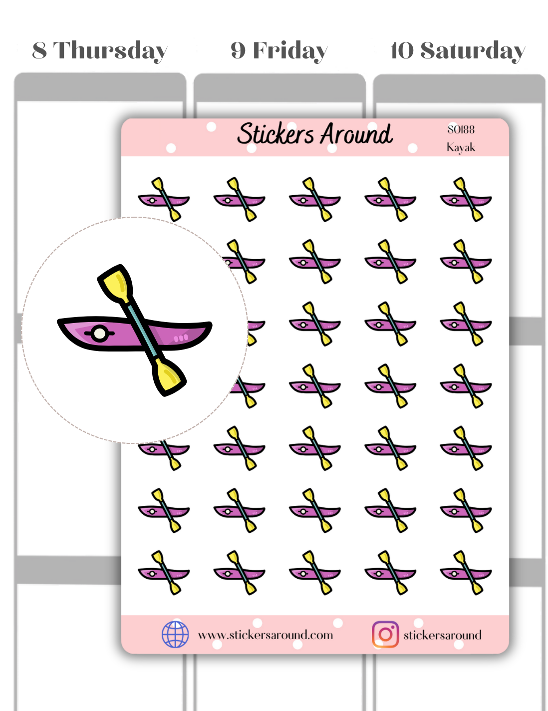 Kayak Icon Planner Sticker
