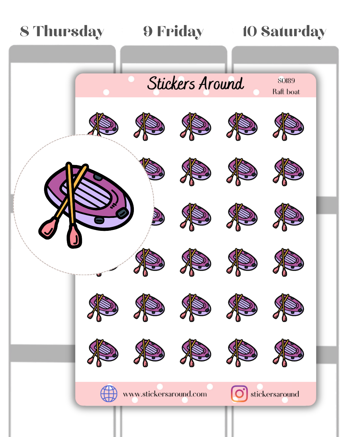 Raft Boat Icon Planner Sticker